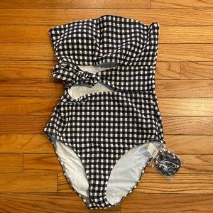 Aerie gingham wrap bandeau swimsuit